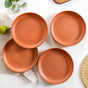 Engraved Terracotta Dinner Plates Set Of 4 - Terracotta plates, earthen plates, terracotta dinner plates