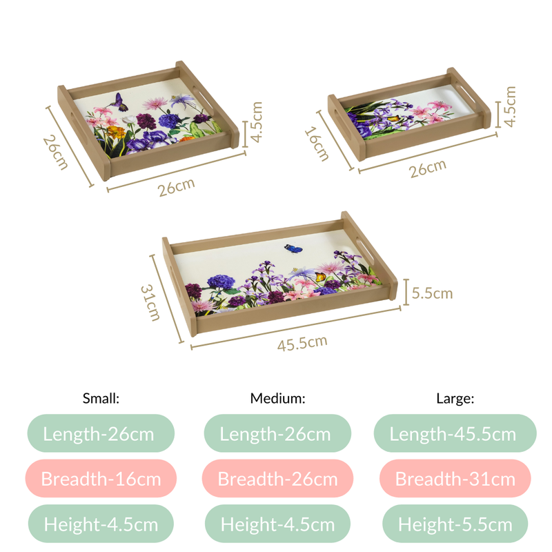 Spring Garden Nested Serving Tray Set Of 3