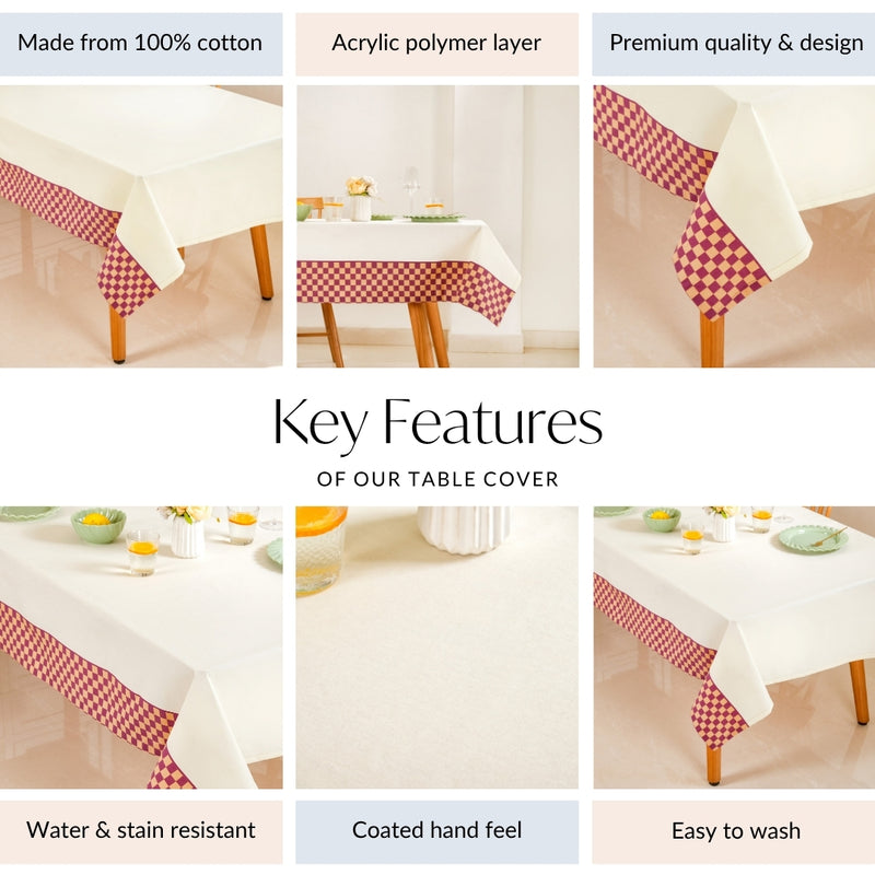 Checkered Border 6 Seater Table Cloth 203x152cm