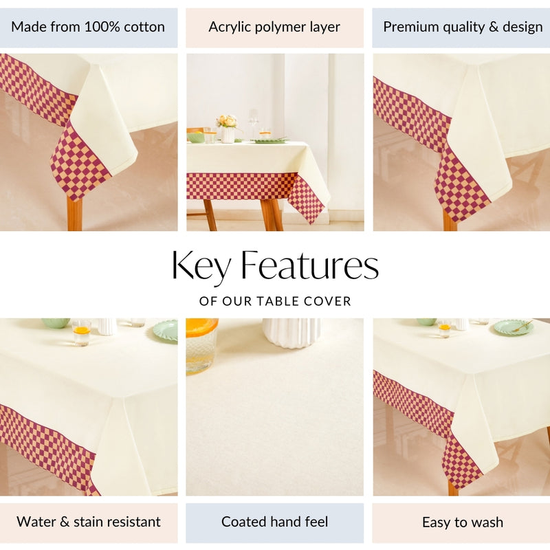 Checkered Border 8 Seater Table Cloth 274x152cm