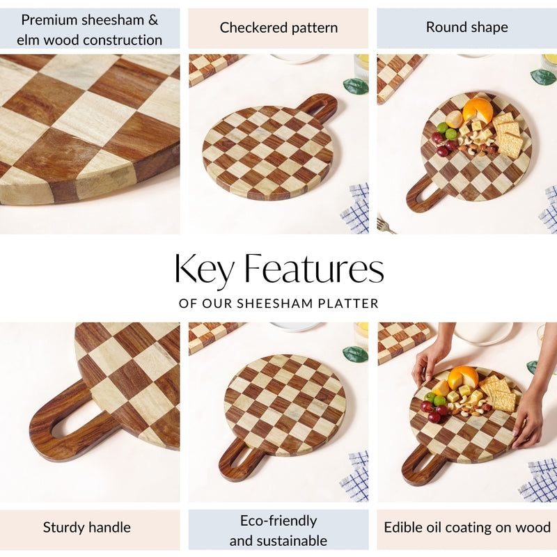 Checkered Indian Rosewood Cheese Platter