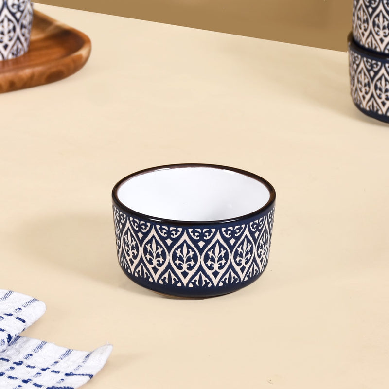 Baroque Ceramic Snack Bowl Set Of 4 Navy 200ml