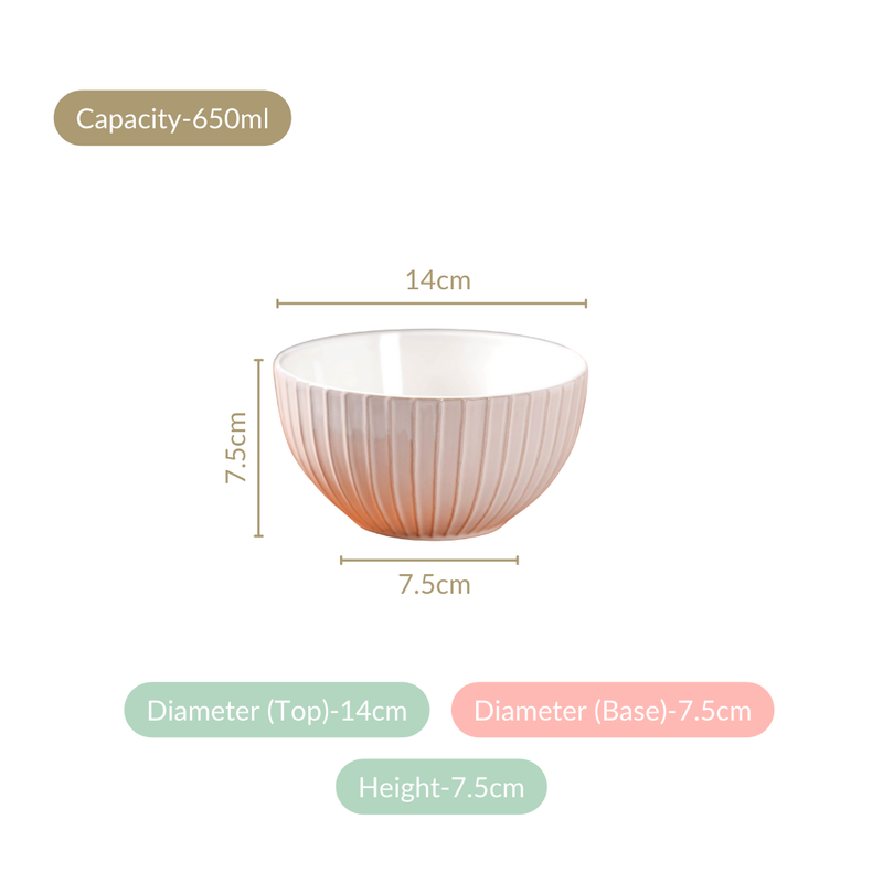 Costola Ceramic Snack Bowl Set Of 4 White 650ml