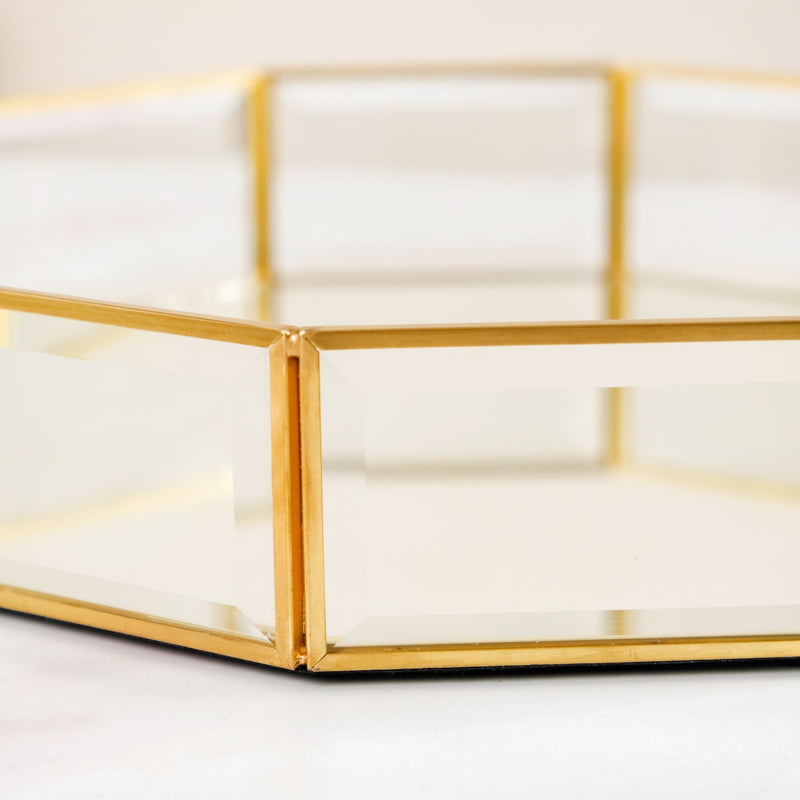 Crystal Mirrored Vanity Tray Small- Crystal Vanity Tray, Mirrored Vanity Tray, Small Vanity Tray, Decorative Crystal Tray