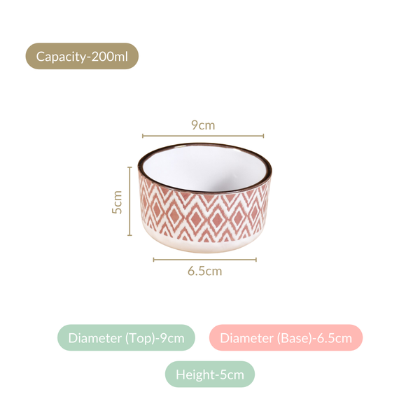 Kaleido Ceramic Small Bowl Set Of 4 Pink 200ml