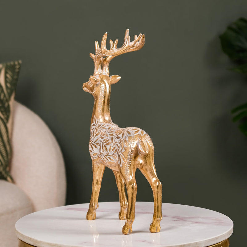 Majestic Gold Deer Showpiece For Home Decor