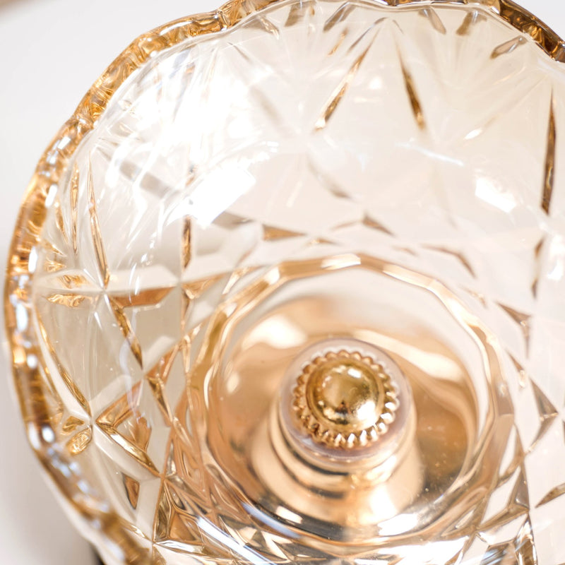 Diamond Textured Pedestal Decorative Glass Bowl