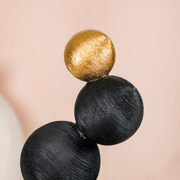 Stacked Modern Sphere Sculpture Black And Gold