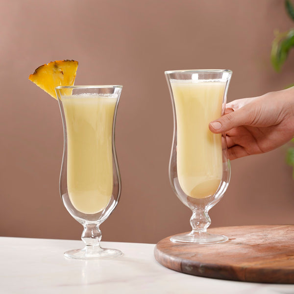 Pina Colada Double Wall Stem Glass Set Of 2 400ml