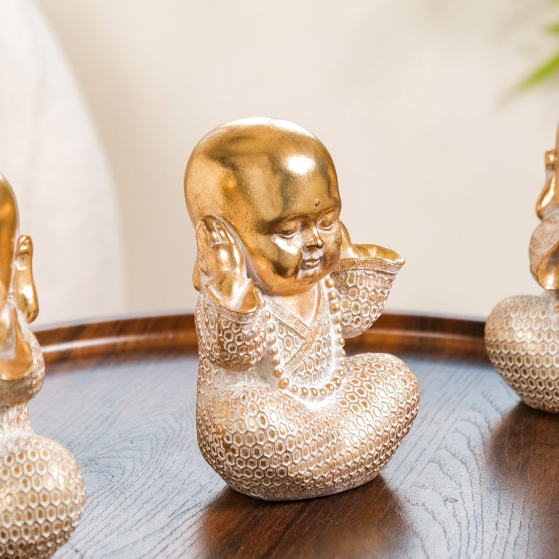 Wise Monk Trio Showpiece For Home Decor Gold
