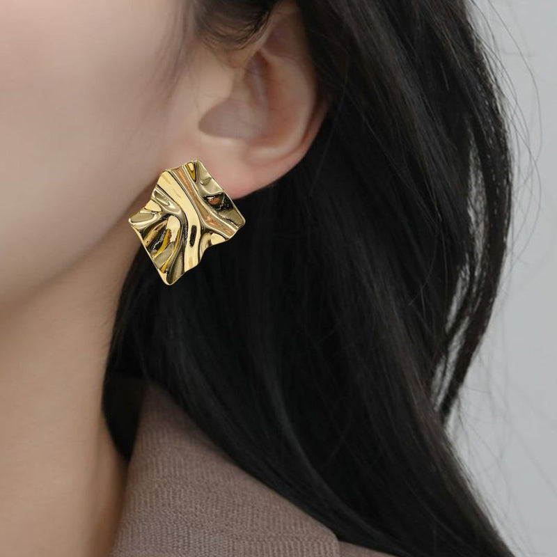 Chisel Stud Earrings Gold
