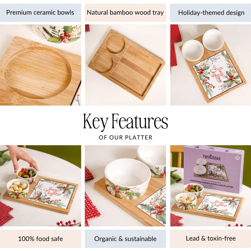 Christmas Themed Bowls And Platter Set Of 4