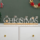 Christmas Lettering Tea Light Holder With Wooden Base Large