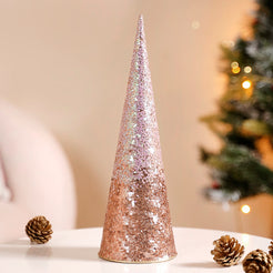 Dazzling Christmas Tree Table Top Decoration- Dazzling Metal Cone, Christmas Decoration Cone, Festive Metal Decor, Holiday Cone Ornament