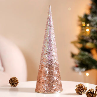 Dazzling Christmas Tree Table Top Decoration- Dazzling Metal Cone, Christmas Decoration Cone, Festive Metal Decor, Holiday Cone Ornament