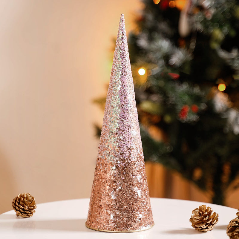 Dazzling Christmas Tree Table Top Decoration- Dazzling Metal Cone, Christmas Decoration Cone, Festive Metal Decor, Holiday Cone Ornament