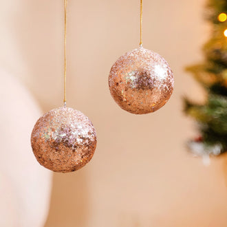 Sequin Baubles For Christmas Tree Decoration Set of 2