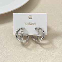 Silver Circle Fusion Drop Earrings