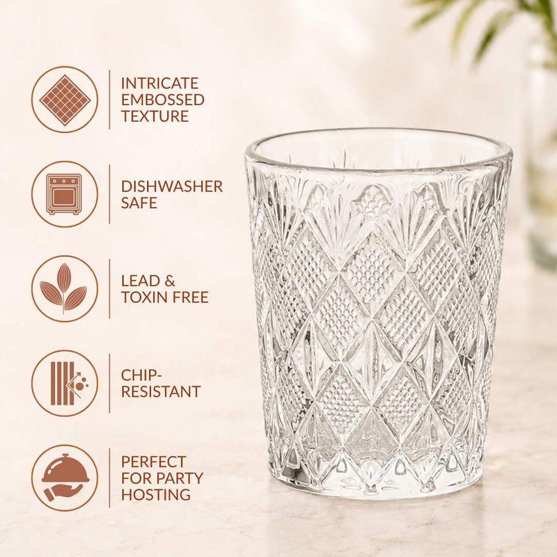 Classic Cut Embossed Shot Glass Set Of 12 55ml