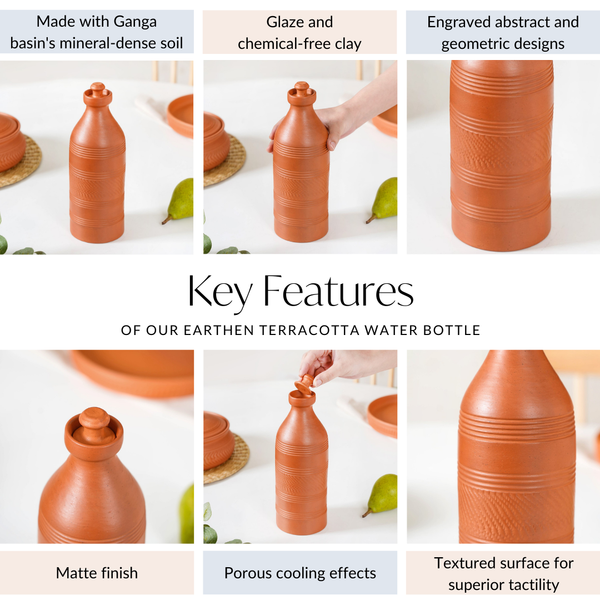 Earthen Clay Water Bottle 850ml