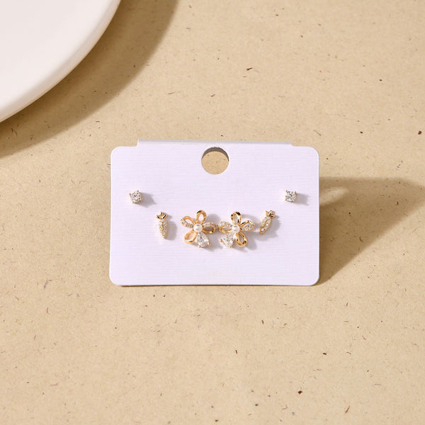 Classic Gold Bloom Studs Set of 3