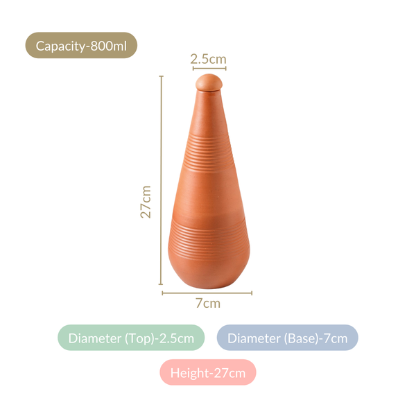 Terracotta Taper Water Bottle 800ml