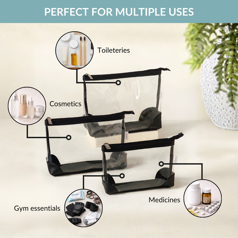 Classic Travel Pouch Set Of 3 Black