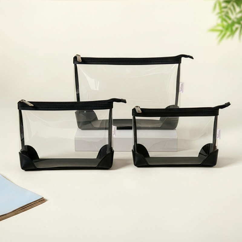 Classic Travel Pouch Set Of 3 Black