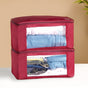 Waterproof Maroon Wardrobe Organiser Set Of 2