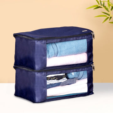 Set Of 2 Cupboard Organiser Storage Bags Blue