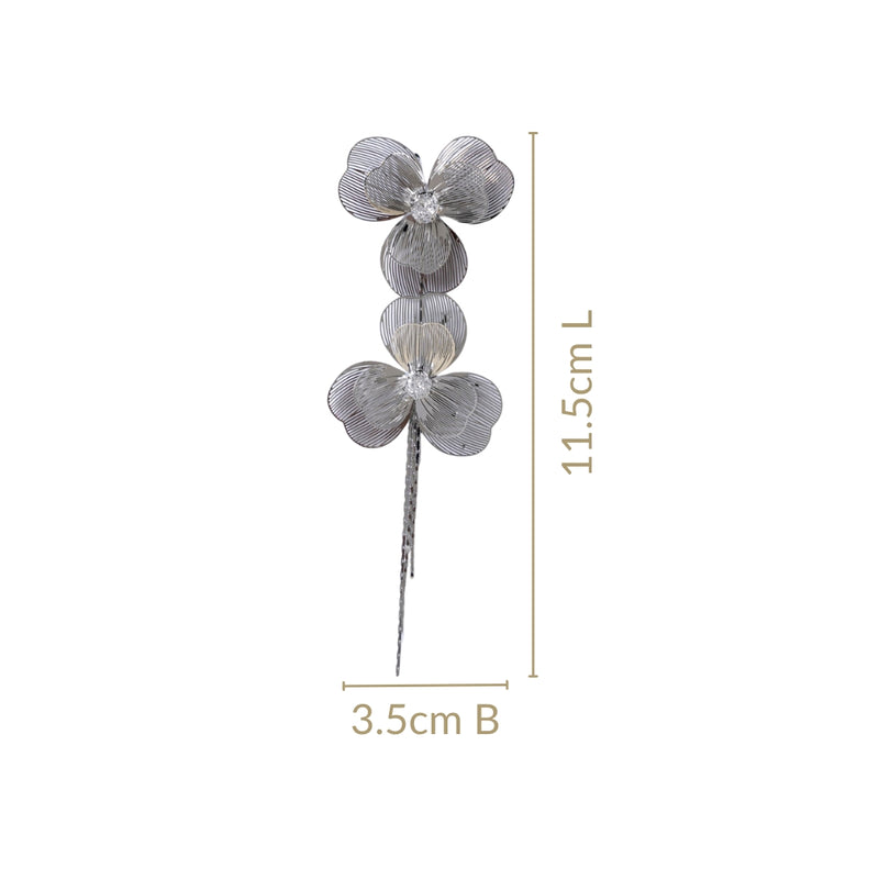 Silver Clover Leaf Tassel Dangler Earrings