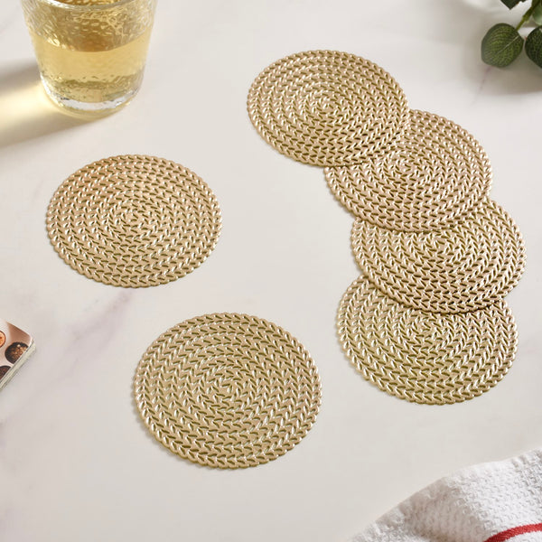 Gold Round Coaster Set Of 6