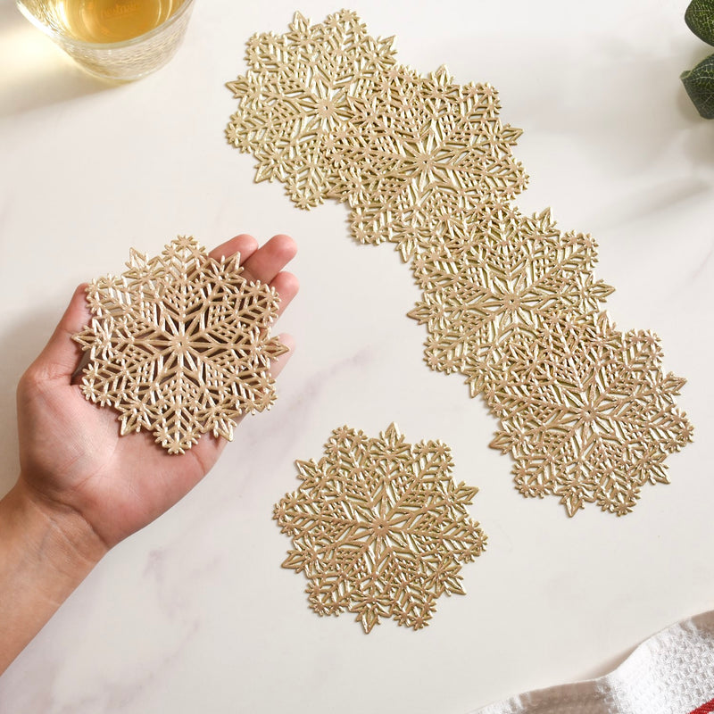 Gold Snowflake Coaster Set Of 6