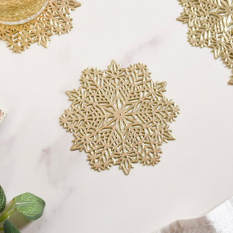 Gold Snowflake Coaster Set Of 6