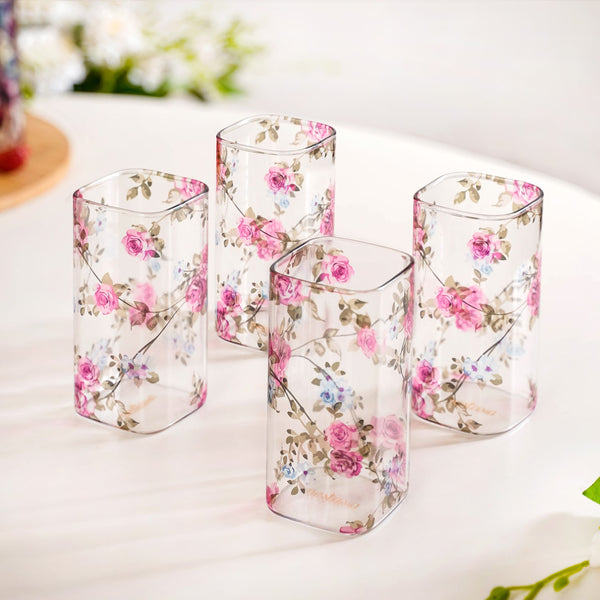 Pink Roses Cocktail Glass Set Of 4 340ml