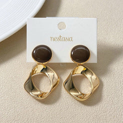 Coco Twist Dangle Earrings Brown