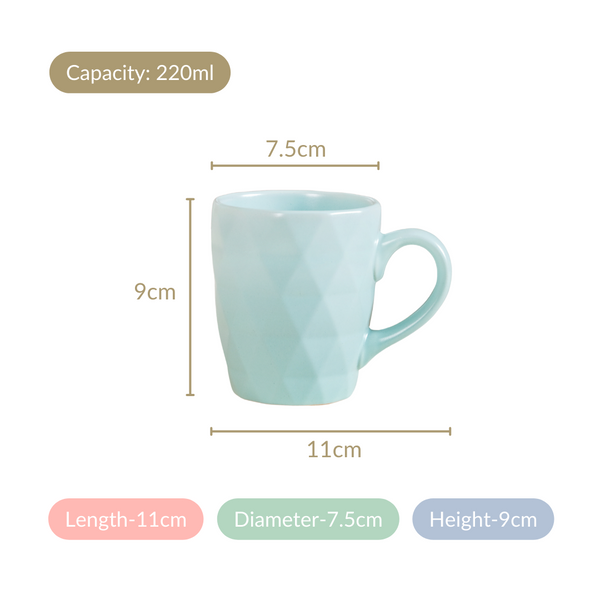 Diamond Design Coffee Mug Mint Green Set Of 6 220ml