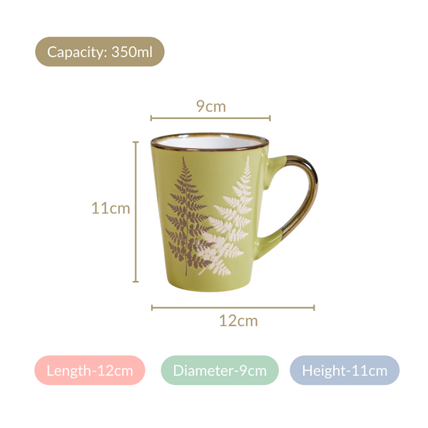 Leaf Design Coffee Mug Set Of 6 Light Green 350ml