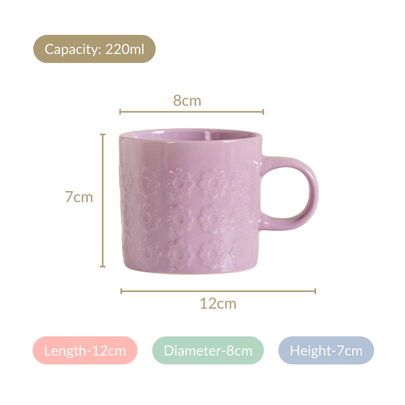 Eclectic Mugs Set Of 8 Multicolour 220ml - Pastel coffee mugs, tea cups, tea cup set, ceramic tea cups, coffee mugs, ceramic mugs, coffee mug set