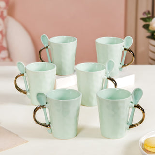Mint Mugs With Spoon Set Of 6 350ml