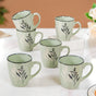 Sage Green Hygge Coffee Mug Set of 6 250ml - Coffee cups, ceramic cups, ceramic coffee mugs, printed coffee mugs