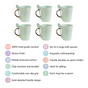 Mint Mugs With Spoon Set Of 6 350ml - Coffee mugs, ceramic mug set, coffee mug set, coffee mug with spoon, green mugs