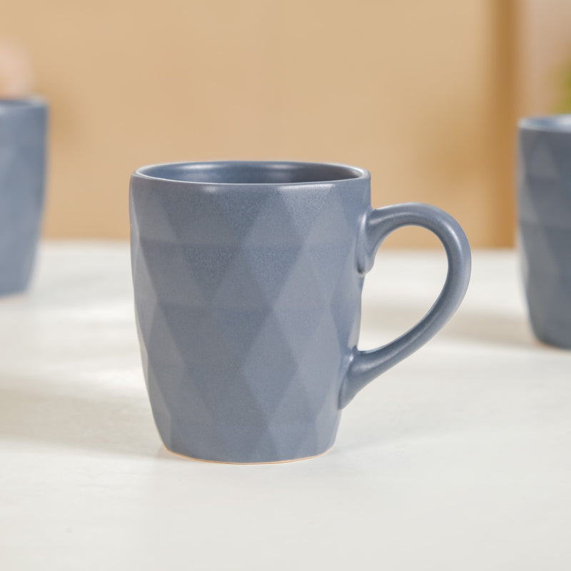 Set Of 6 Textured Coffee Mugs Grey 220ml - Tea cup set, tea cups, coffee cups, ceramic tea cups, tea cup set of 6, coffee mugs, coffee mug set