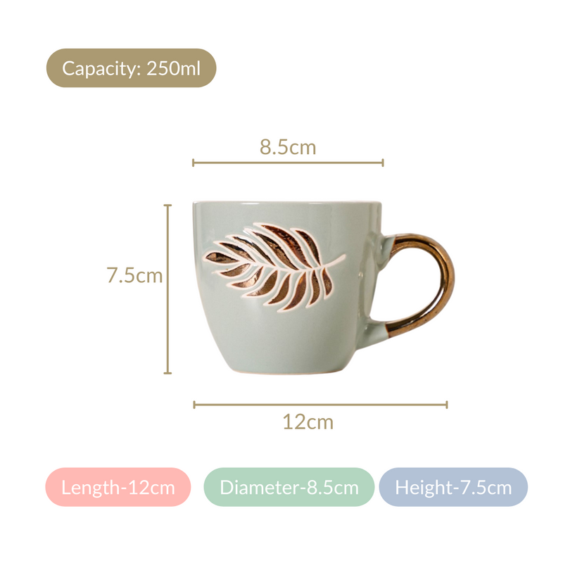 Pastel Hygge Coffee Cups Set Of 6 250ml - Tea cups, tea cup set, coffee cups, ceramic cups, ceramic tea cups, metallic tea cups