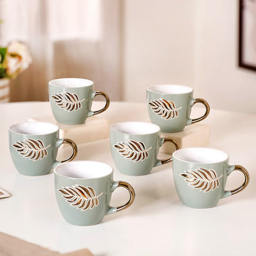 Pastel Hygge Coffee Cups Set Of 6 250ml - Tea cups, tea cup set, coffee cups, ceramic cups, ceramic tea cups, metallic tea cups