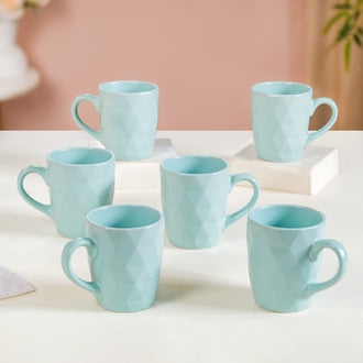 Chai Coffee Cup Light Blue Set Of 6 220ml - Coffee mugs, ceramic mug set, coffee mug set, blue coffee mugs, tea cups, tea cup set