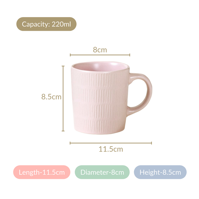 Matte Pink Ceramic Mug Set Of 6 220ml - Coffee mugs, ceramic mug set, coffee mug set, pink mugs