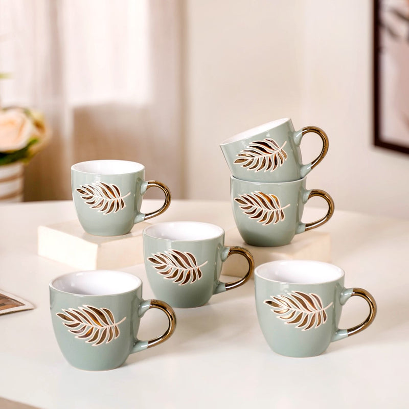 Pastel Hygge Coffee Cups Set Of 6 250ml - Tea cups, tea cup set, coffee cups, ceramic cups, ceramic tea cups, metallic tea cups