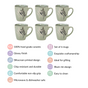 Sage Green Hygge Coffee Mug Set of 6 250ml - Coffee cups, ceramic cups, ceramic coffee mugs, printed coffee mugs