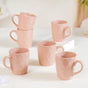 Subtle Pink Cup Set Of 6 Ideal For Tea Coffee 220ml - Coffee mugs, ceramic mug set, coffee mug set, pink ceramic mugs, ceramic mug set of 6